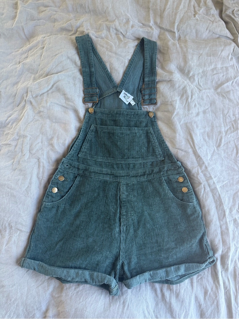 Princess Polly Forest Green Corduroy Short Overalls Size 4